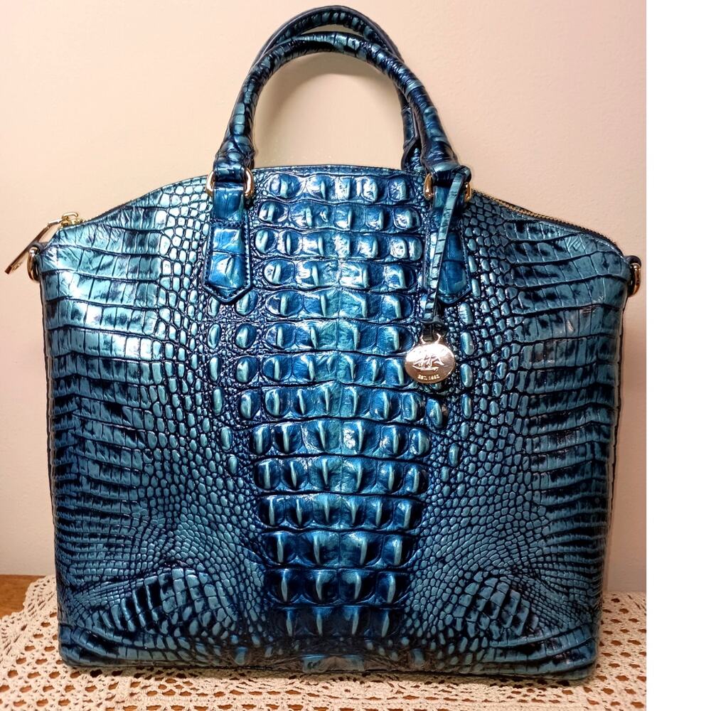 Brahmin "VERDIGRIS" Large Duxbury Croc Embossed Satchel
